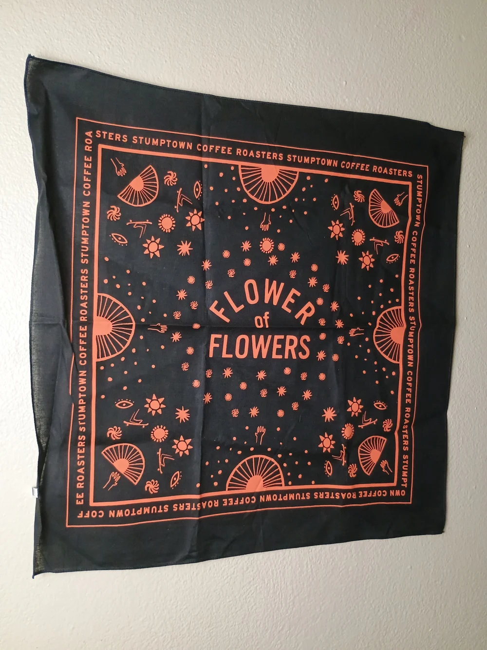Stumptown Black & Orange 'Flower of Flowers' Wall Bandana